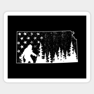 Kansas Bigfoot American Flag Sticker